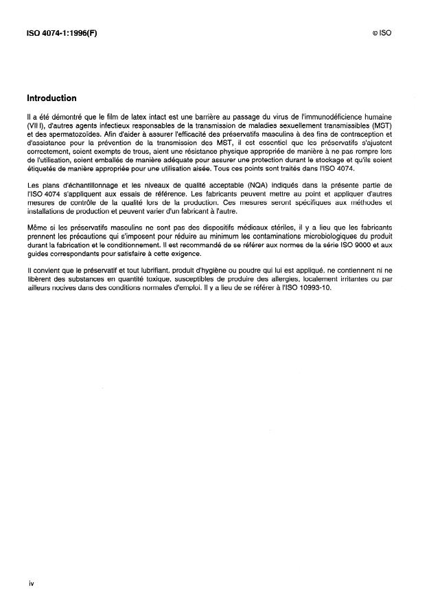 ISO 4074-1:1996 ISO 4074-1:1996 - Préservatifs masculins en caoutchouc - Page 4 preview