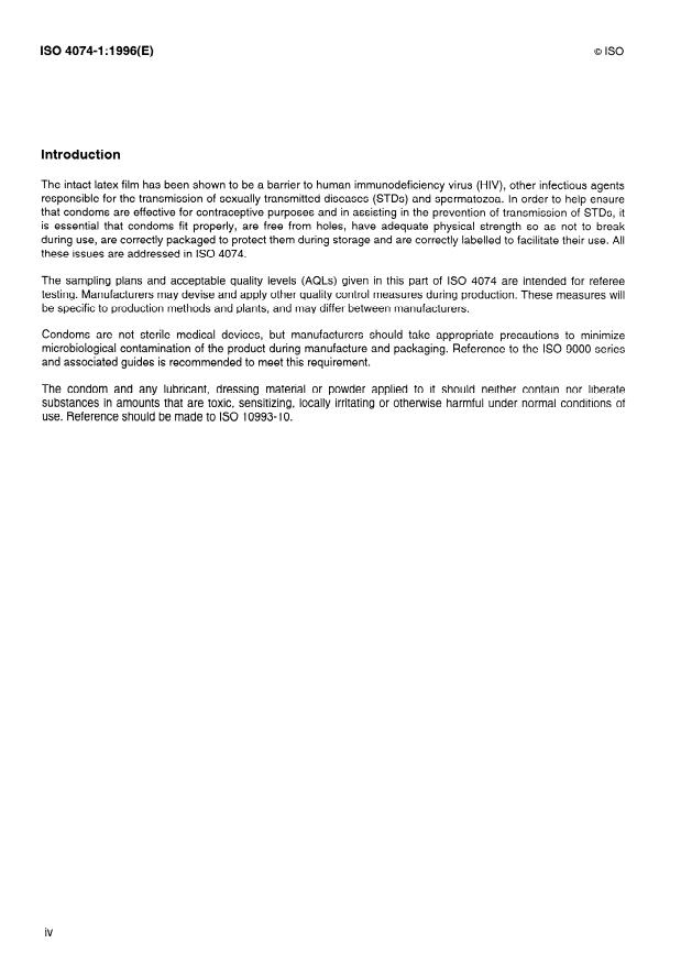ISO 4074-1:1996 ISO 4074-1:1996 - Rubber condoms - Page 4 preview