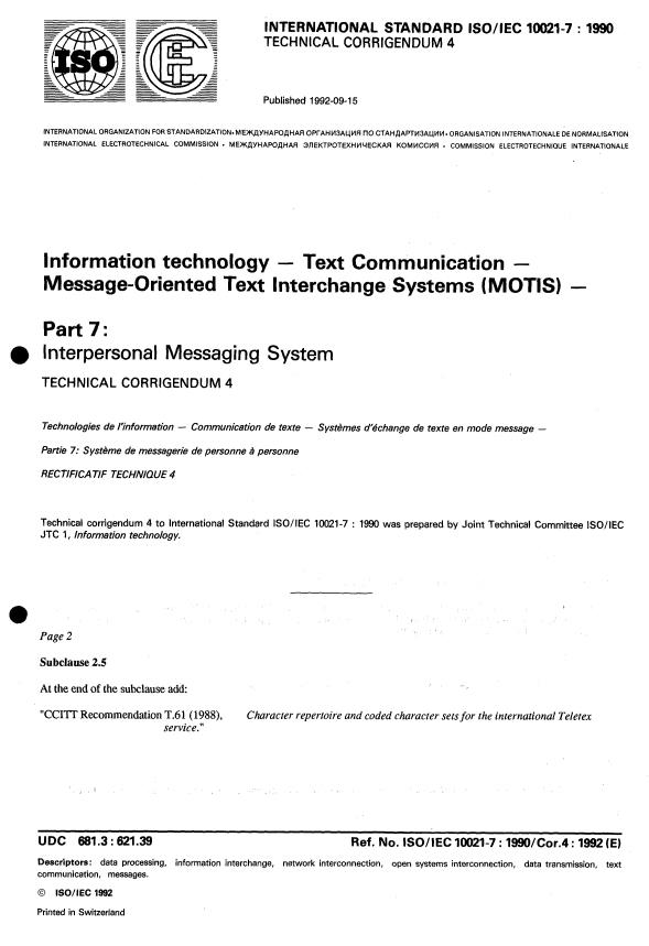 ISO/IEC 10021-7:1990/Cor 4:1992