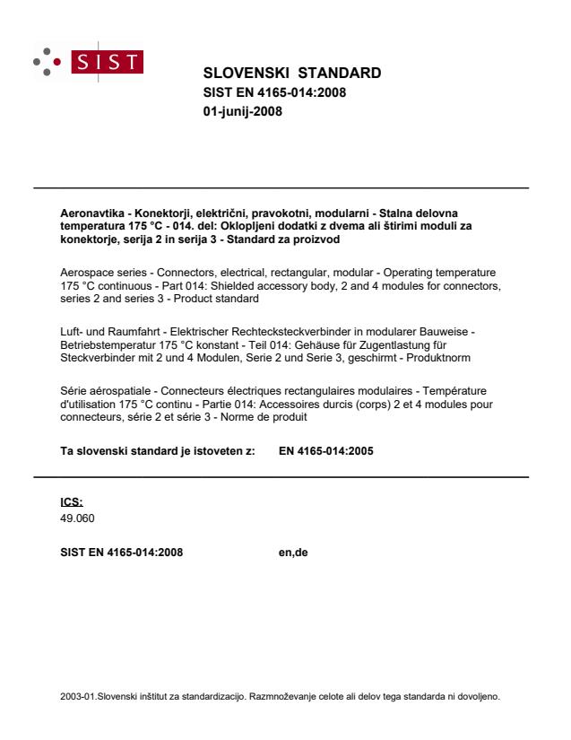 EN 4165-014:2005 EN 4165-014:2008 - Page 1 preview