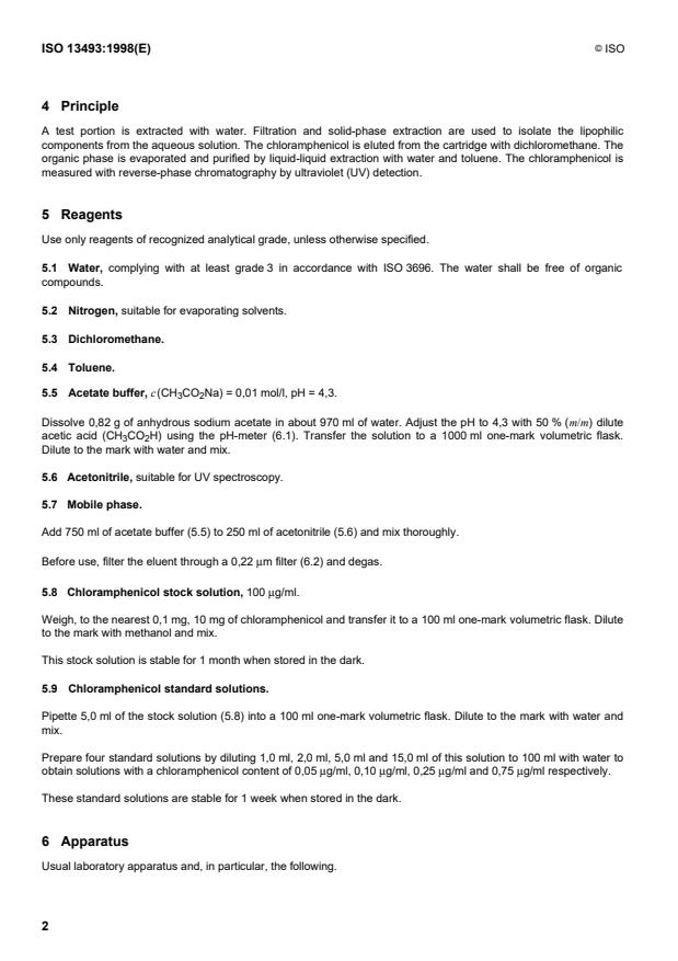 ISO 13493:1998 ISO 13493:1998 - Meat and meat products -- Determination of chloramphenicol content -- Method using liquid chromatography - Page 4 preview
