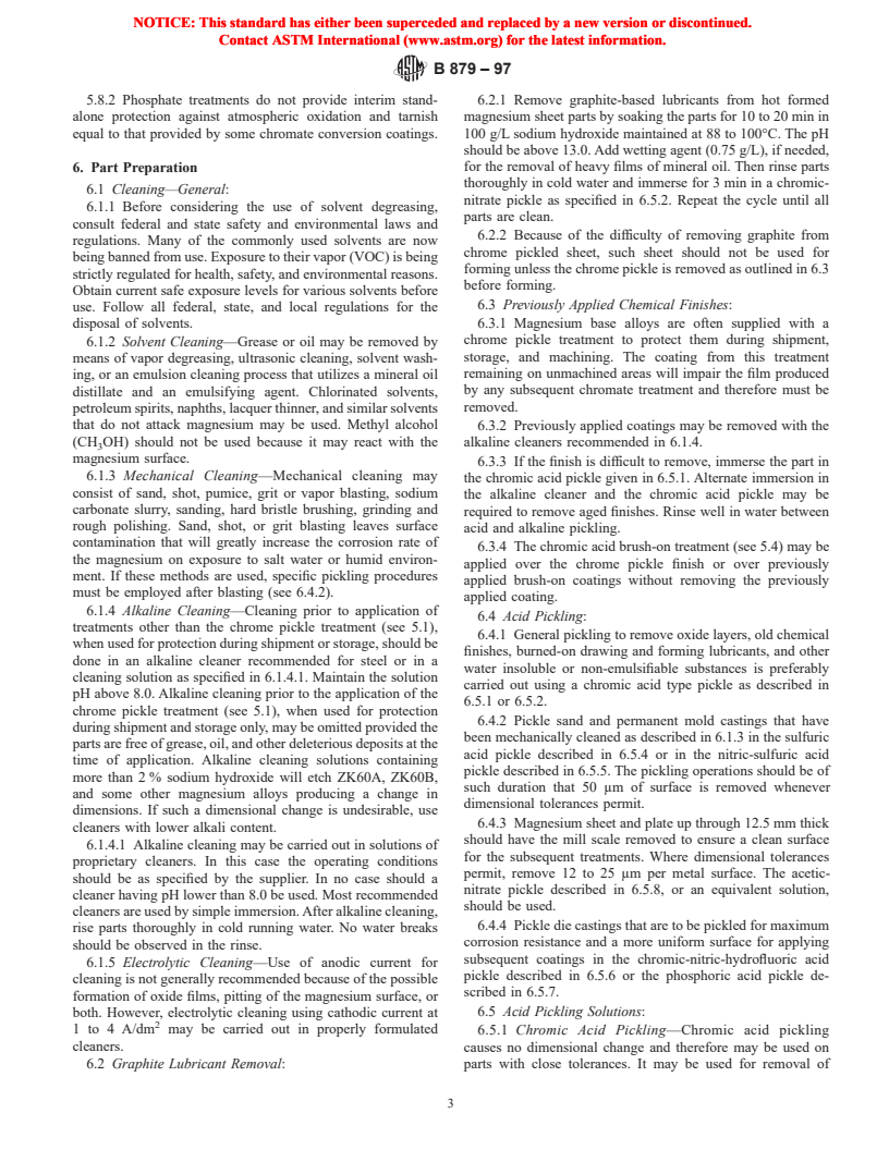 ASTM B879-97 - Standard Practice for Applying Non-Electrolytic Conversion Coatings on Magnesium and Magnesium Alloys