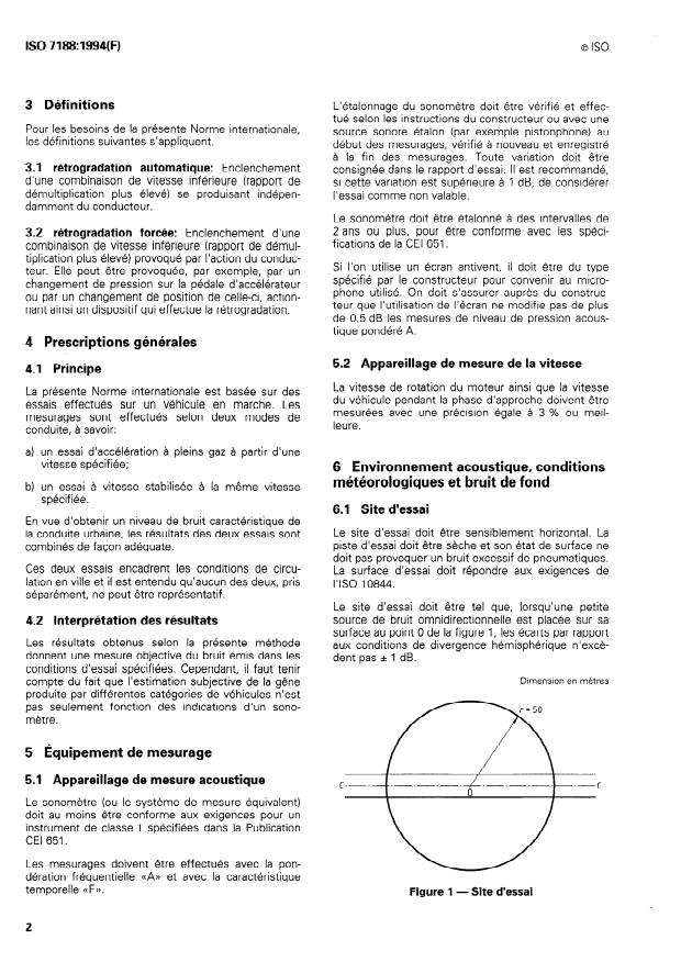 ISO 7188:1994 ISO 7188:1994 - Acoustique -- Mesurage du bruit émis par les voitures particulieres dans des conditions représentatives de la conduite en ville - Page 4 preview