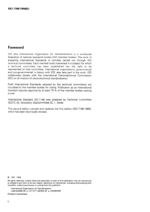 ISO 7188:1994 ISO 7188:1994 - Acoustics -- Measurement of noise emitted by passenger cars under conditions representative of urban driving - Page 2 preview