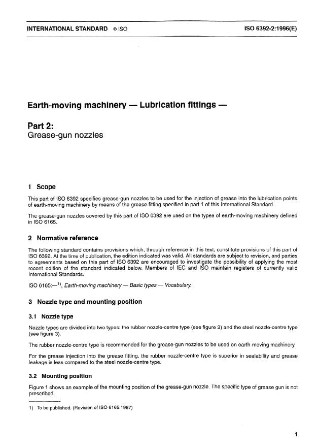 ISO 6392-2:1996 - Earth-moving machinery -- Lubrication fittings