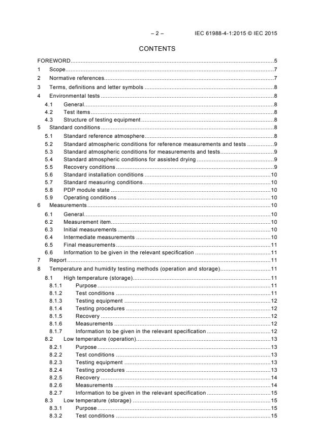 IEC 61988-4-1:2015 IEC 61988-4-1:2015 - Plasma display panels - Part 4-1: Environmental testing methods - Climatic and mechanical - Page 4 preview