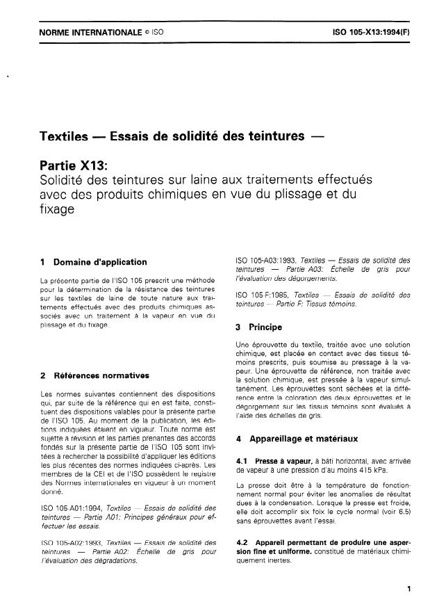 ISO 105-X13:1994 - Textiles -- Essais de solidité des teintures