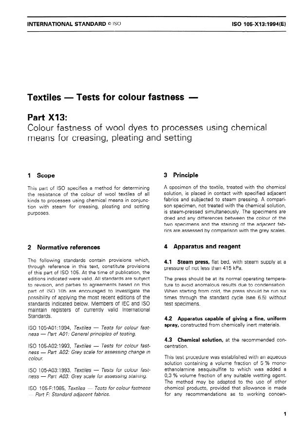 ISO 105-X13:1994 - Textiles -- Tests for colour fastness