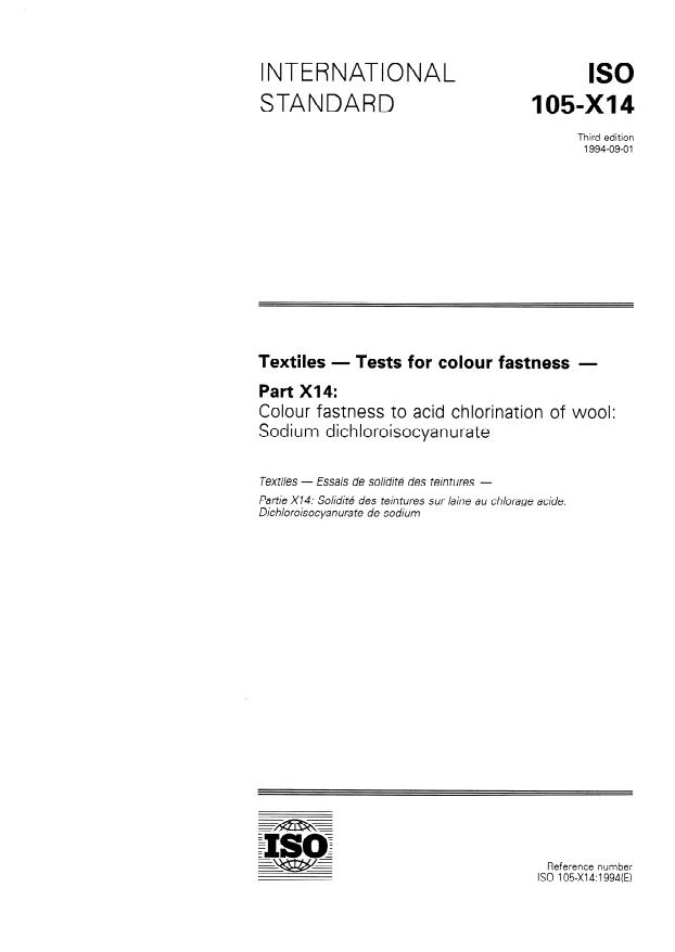 ISO 105-X14:1994 - Textiles -- Tests for colour fastness