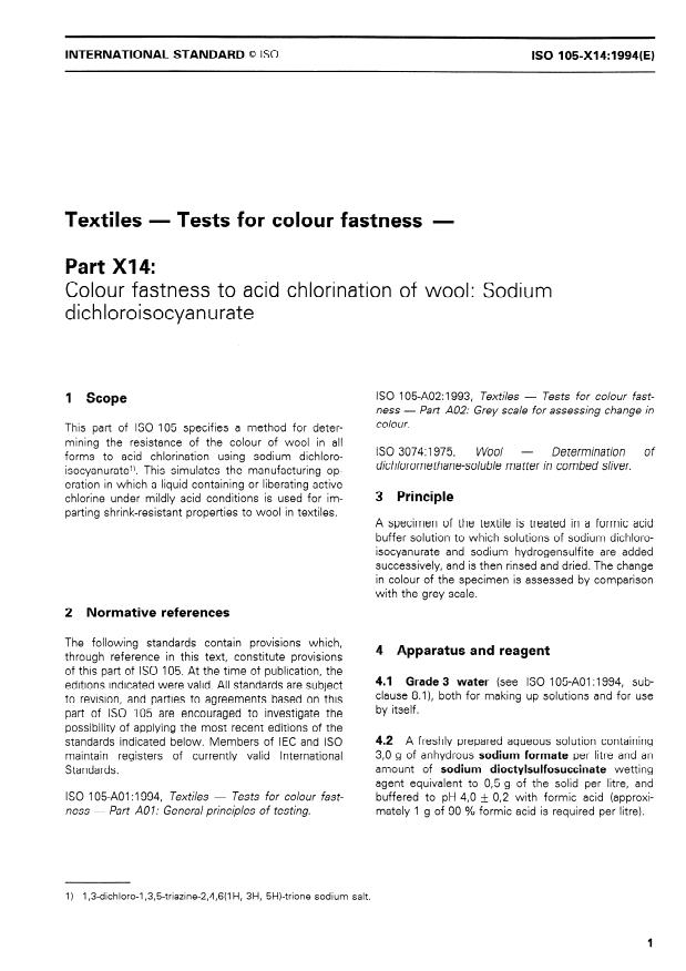ISO 105-X14:1994 - Textiles -- Tests for colour fastness