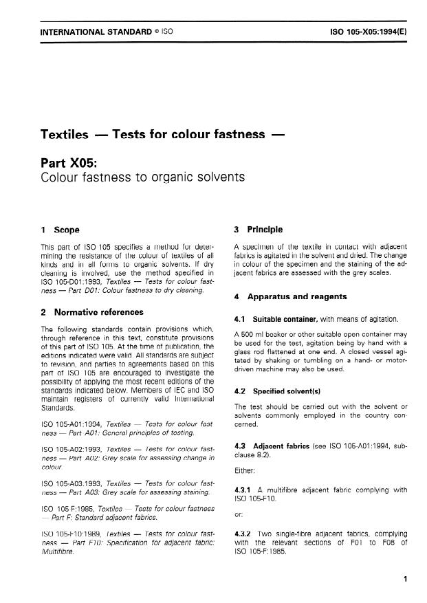 ISO 105-X05:1994 - Textiles -- Tests for colour fastness