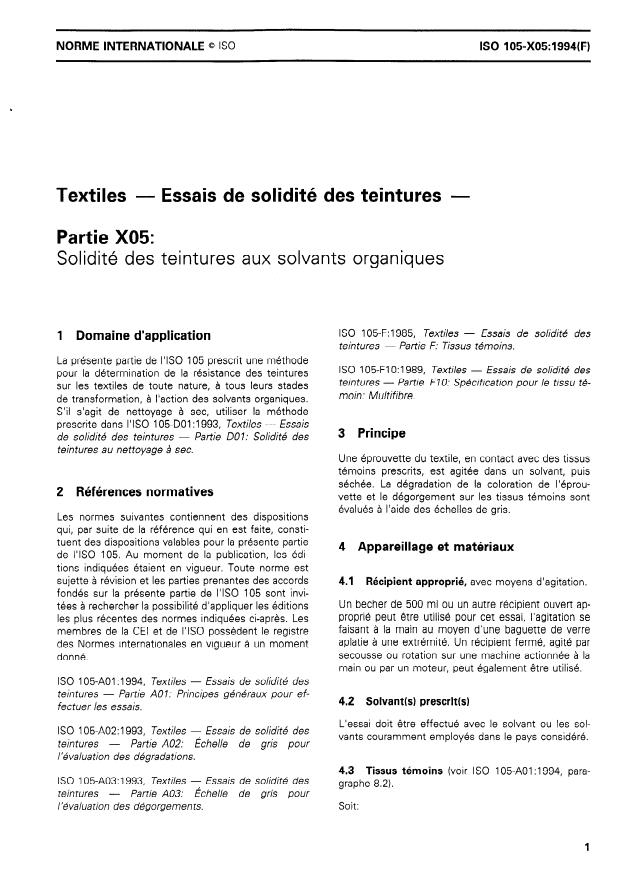ISO 105-X05:1994 - Textiles -- Essais de solidité des teintures