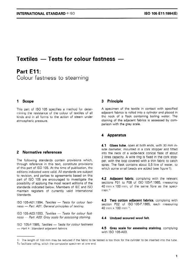 ISO 105-E11:1994 - Textiles -- Tests for colour fastness