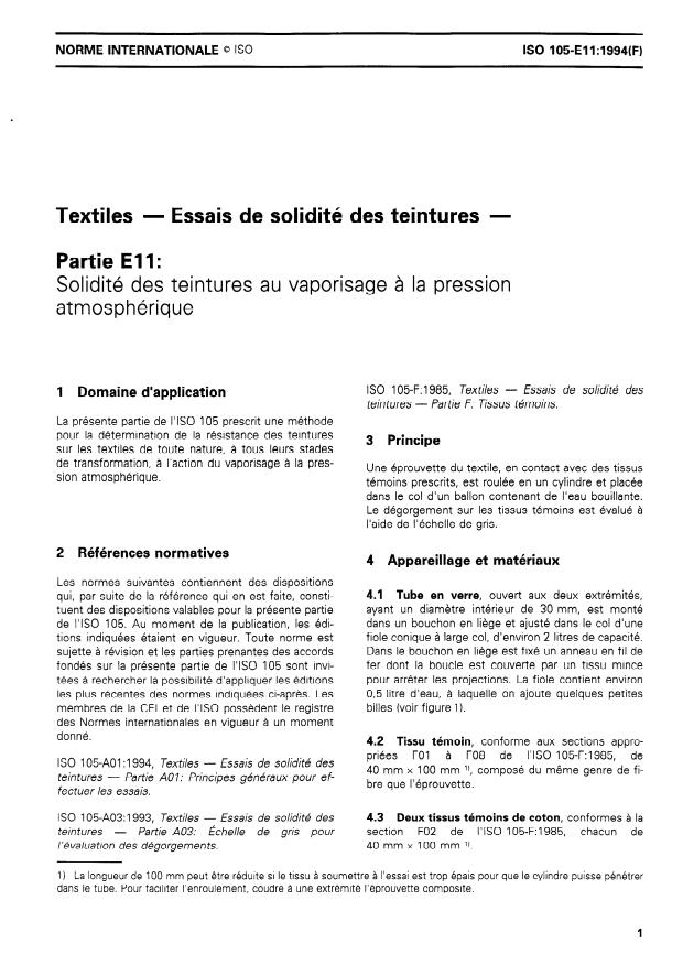 ISO 105-E11:1994 - Textiles -- Essais de solidité des teintures