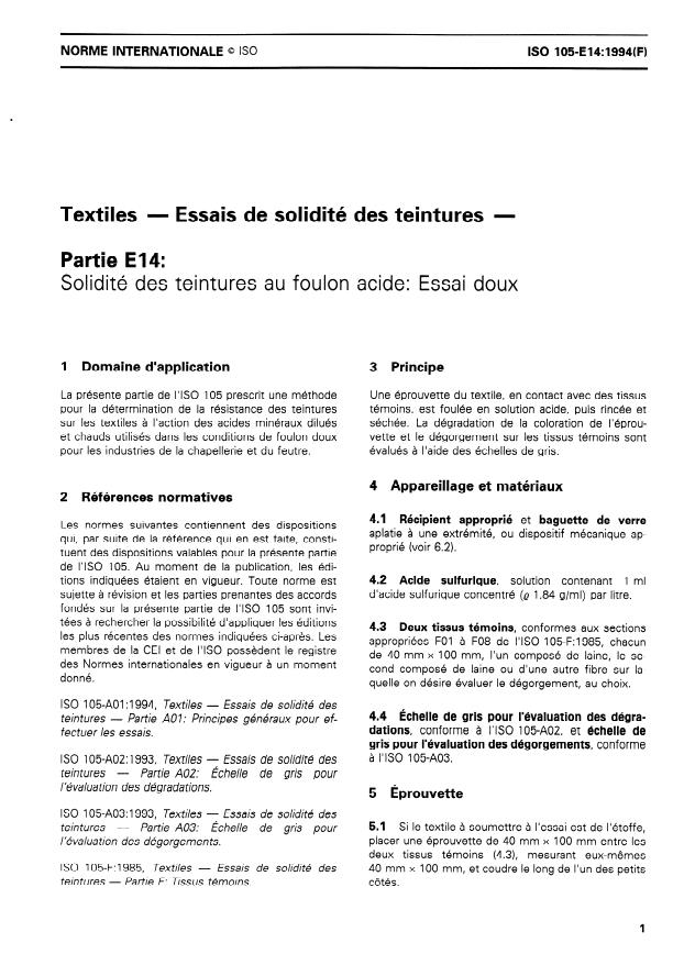 ISO 105-E14:1994 - Textiles -- Essais de solidité des teintures