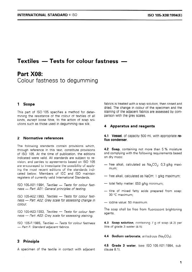 ISO 105-X08:1994 - Textiles -- Tests for colour fastness