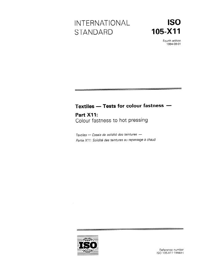 ISO 105-X11:1994 - Textiles -- Tests for colour fastness