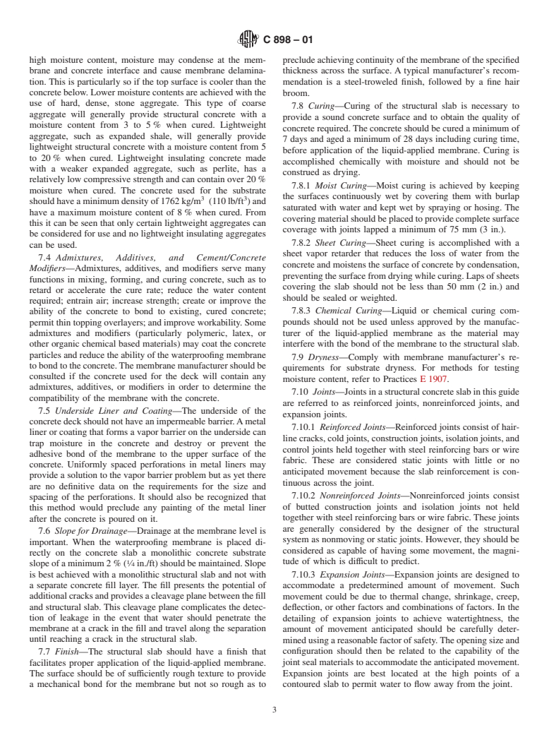ASTM C898-01 - Standard Guide for Use of High Solids Content, Cold Liquid-Applied Elastomeric Waterproofing Membrane With Separate Wearing Course