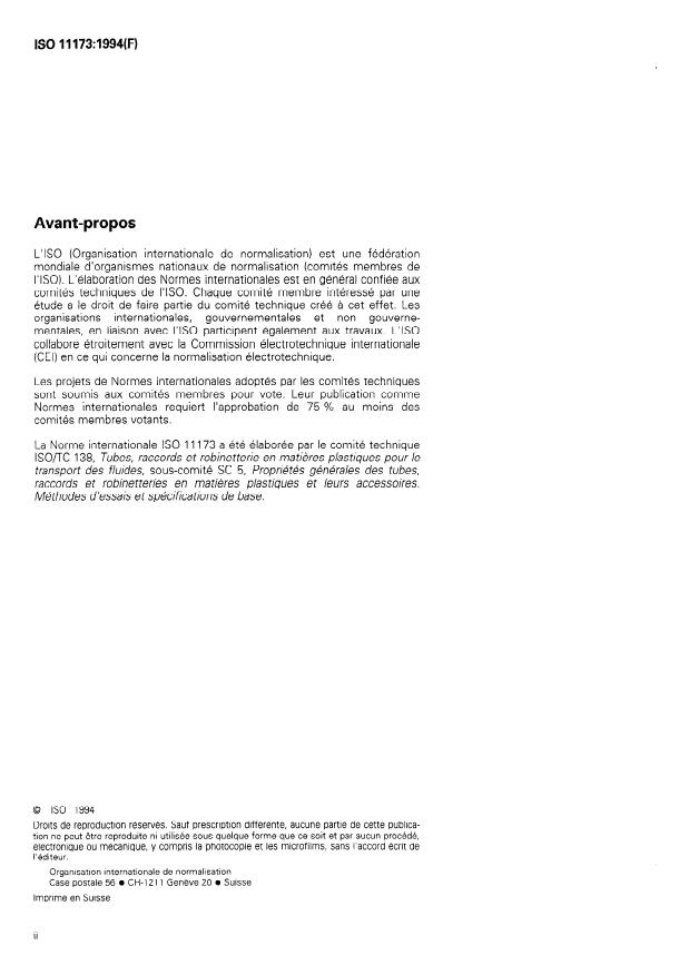 ISO 11173:1994 ISO 11173:1994 - Tubes en matieres thermoplastiques -- Détermination de la résistance aux chocs extérieurs -- Méthode en escalier - Page 2 preview