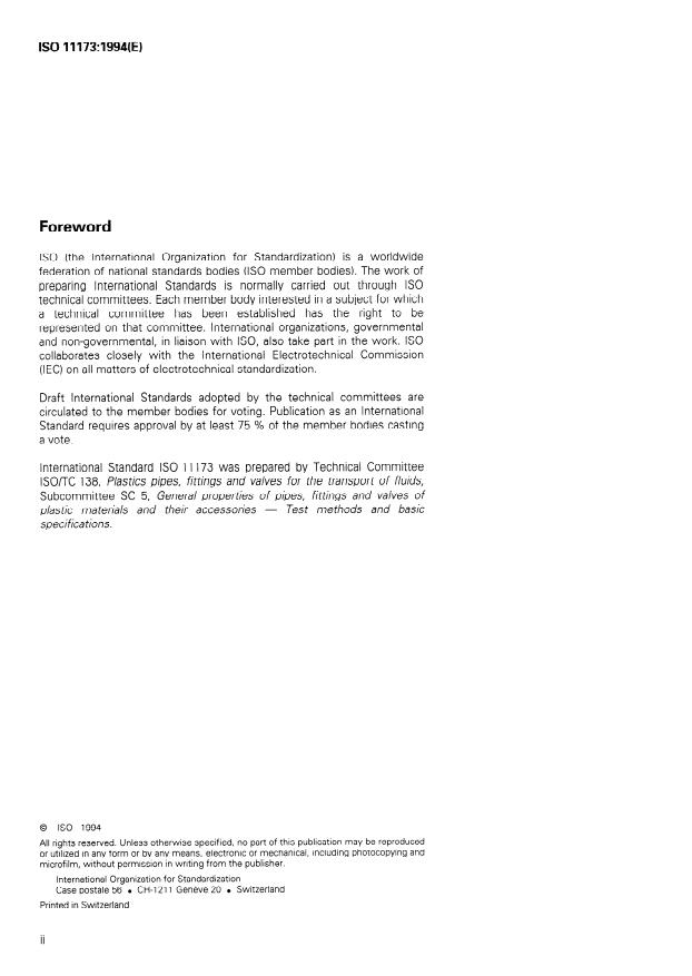 ISO 11173:1994 ISO 11173:1994 - Thermoplastics pipes -- Determination of resistance to external blows -- Staircase method - Page 2 preview