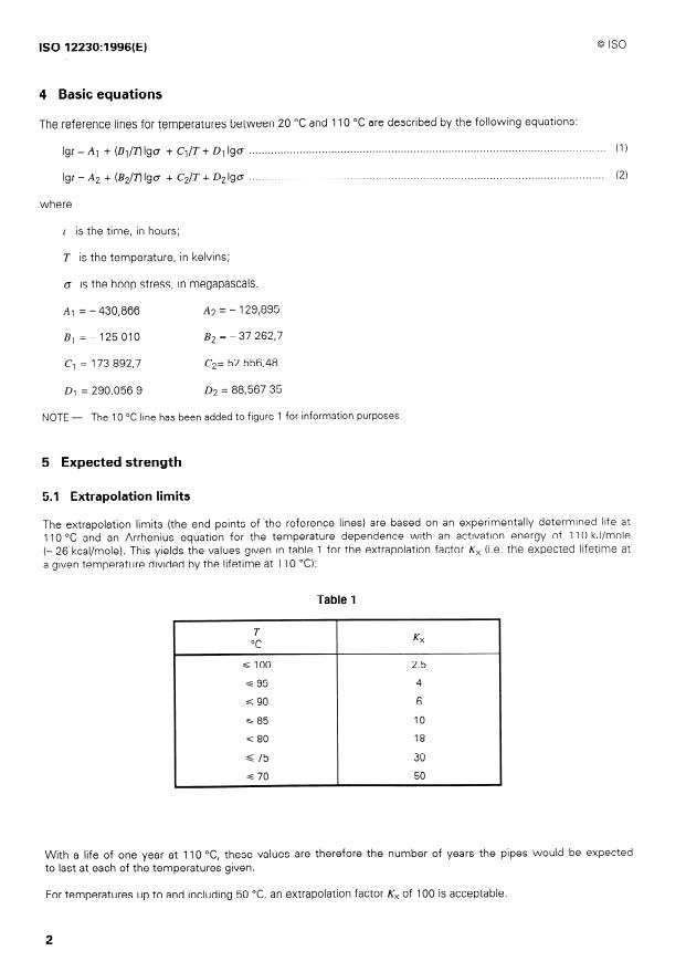 ISO 12230:1996 ISO 12230:1996 - Polybutene (PB) pipes -- Effect of time and temperature on the expected strength - Page 4 preview