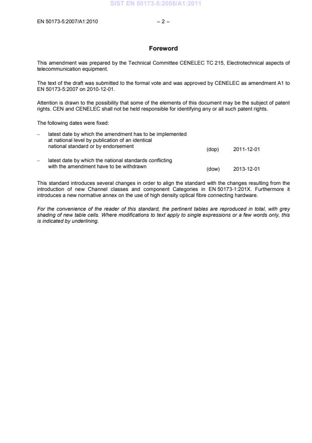 EN 50173-5:2007/A1:2010 EN 50173-5:2008/A1:2011 - Page 4 preview