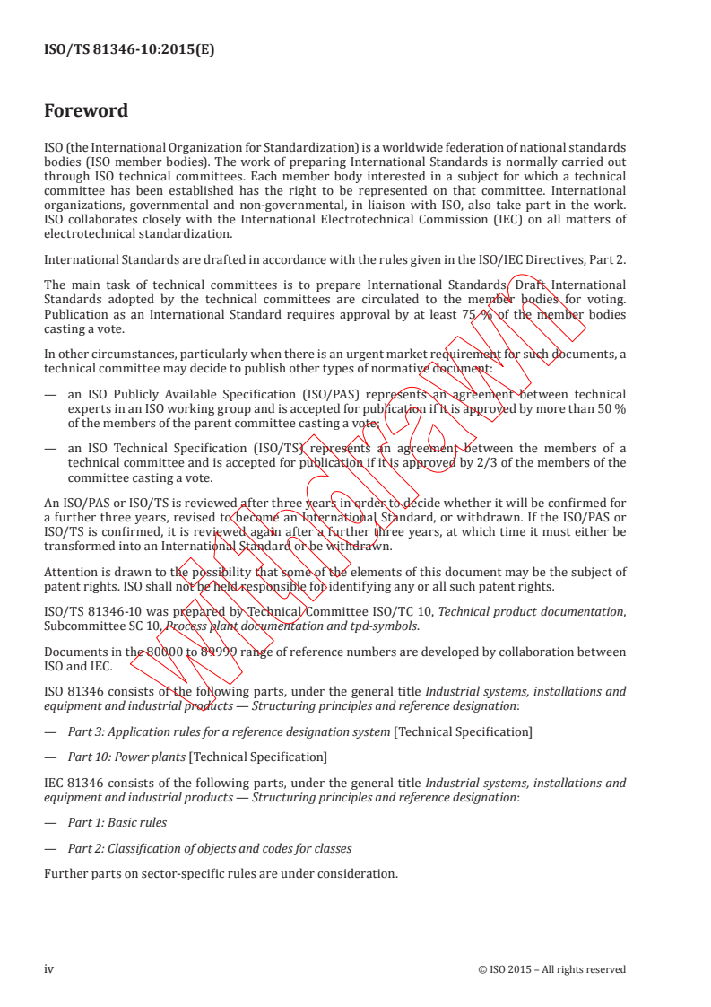 ISO TS 81346-10:2015 ISO TS 81346-10:2015 - Industrial systems, installations and equipment and industrial products - Structuring principles and reference designation - Part 10: Power plants
Released:2/15/2015 - Page 4 preview