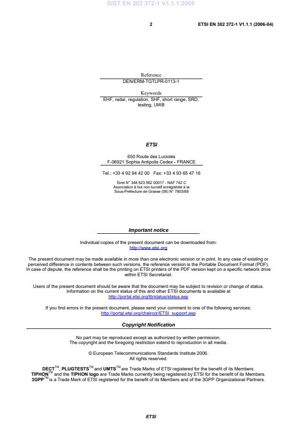 SIST EN 302 372-1 V1.1.1:2006 SIST EN 302 372-1 V1.1.1:2006 - Page 4 preview