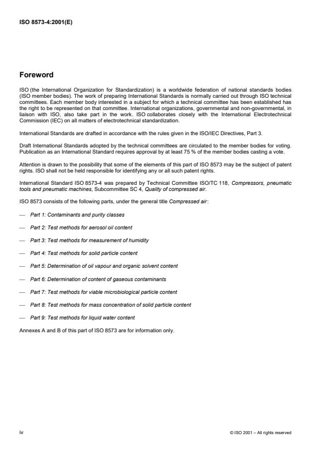 ISO 8573-4:2001 ISO 8573-4:2001 - Compressed air - Page 4 preview