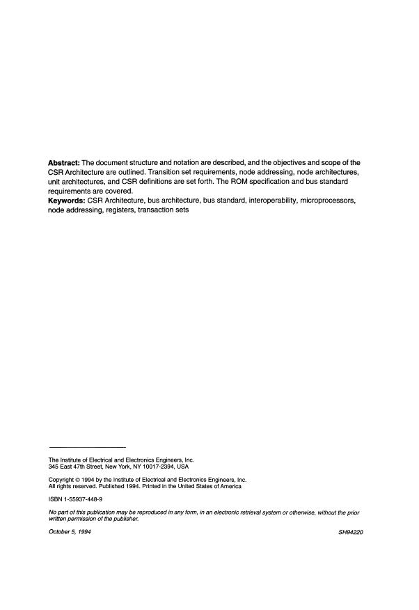 ISO/IEC 13213:1994 - Information technology -- Microprocessor systems -- Control and Status Registers (CSR) Architecture for microcomputer buses - Page 2 preview