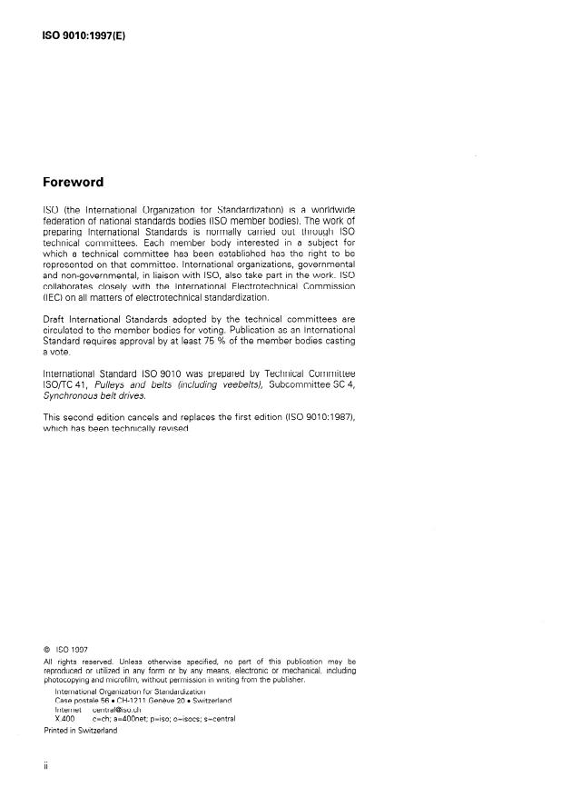 ISO 9010:1997 ISO 9010:1997 - Synchronous belt drives -- Automotive belts - Page 2 preview