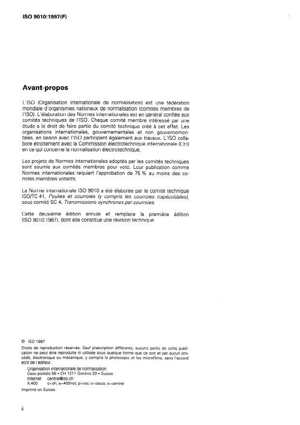 ISO 9010:1997 ISO 9010:1997 - Transmissions synchrones par courroies -- Courroies pour la construction automobile - Page 2 preview