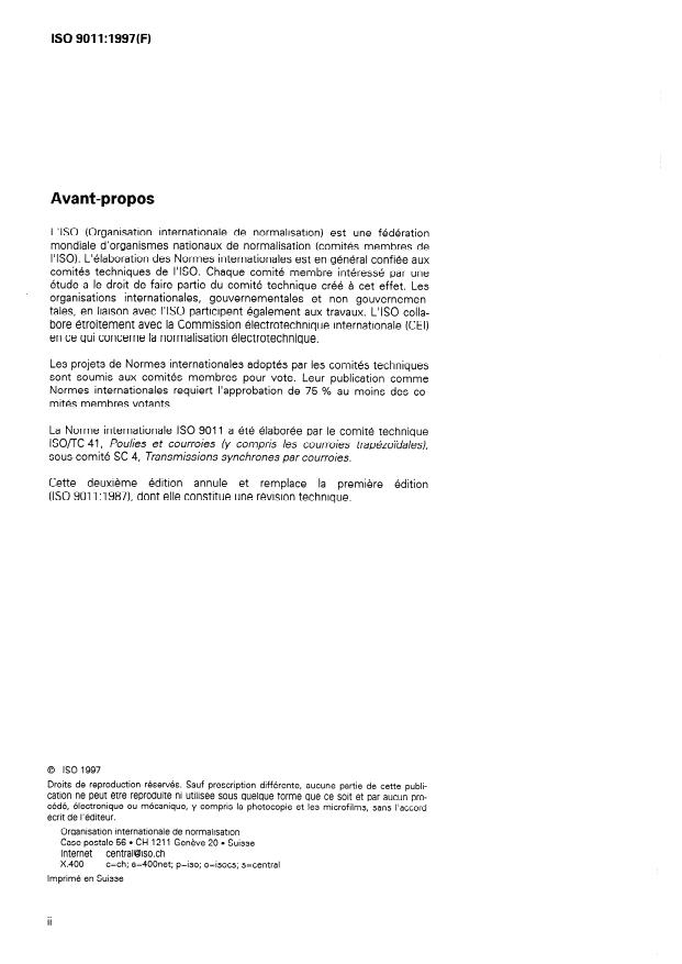 ISO 9011:1997 ISO 9011:1997 - Transmissions synchrones par courroies -- Poulies pour la construction automobile - Page 2 preview
