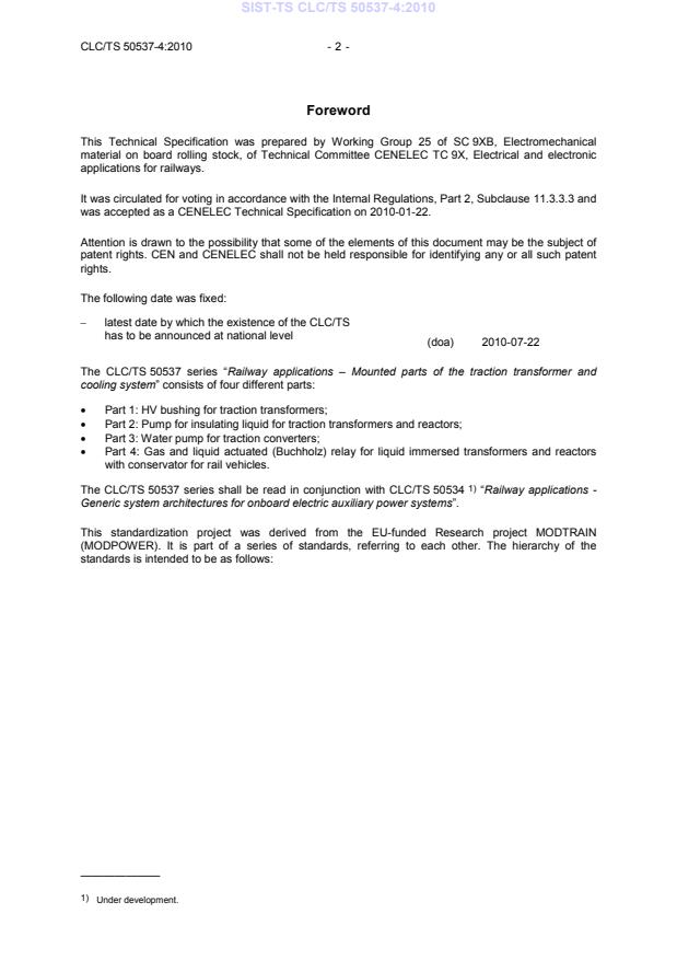 CLC/TS 50537-4:2010 TS CLC/TS 50537-4:2010 - Page 4 preview