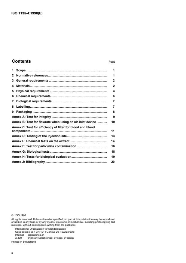 ISO 1135-4:1998 ISO 1135-4:1998 - Transfusion equipment for medical use - Page 2 preview