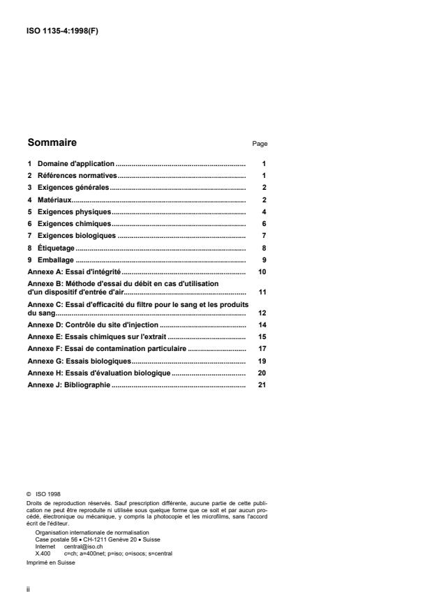 ISO 1135-4:1998 ISO 1135-4:1998 - Matériel de transfusion a usage médical - Page 2 preview