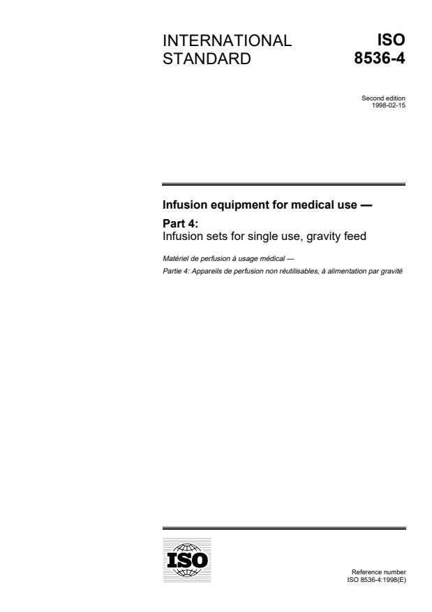 ISO 8536-4:1998 - Infusion equipment for medical use