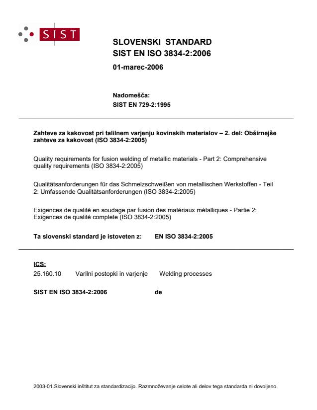 EN ISO 3834-2:2006 (de)