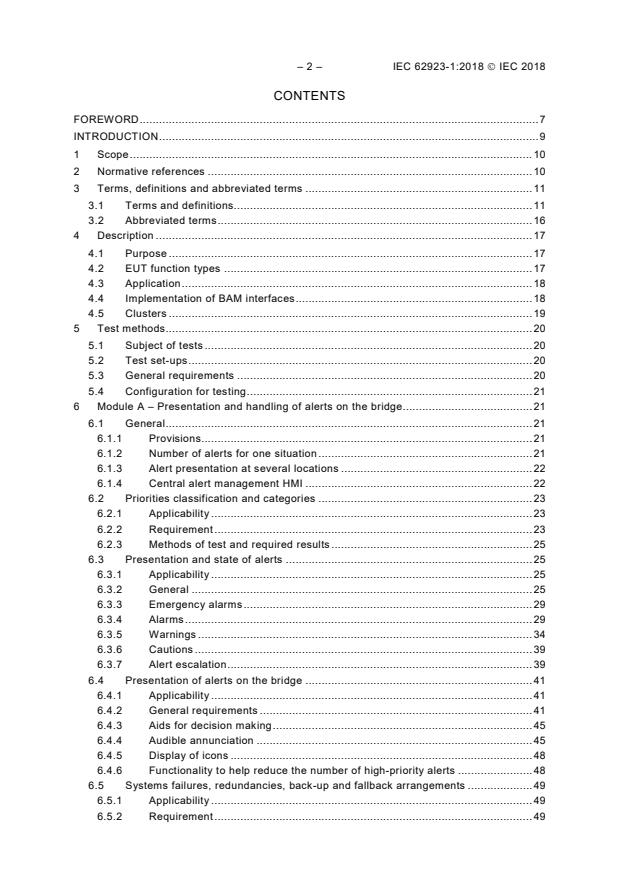 IEC 62923-1:2018 IEC 62923-1:2018 - Maritime navigation and radiocommunication equipment and systems - Bridge alert management - Part 1: Operational and performance requirements, methods of testing and required test results - Page 4 preview