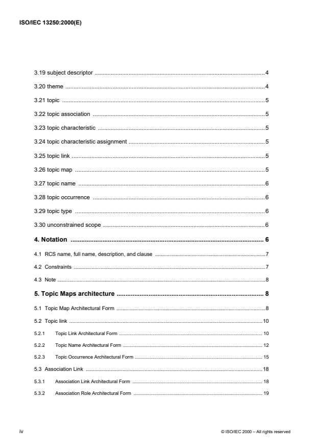 ISO/IEC 13250:2000 ISO/IEC 13250:2000 - Information technology -- SGML Applications -- Topic Maps - Page 4 preview
