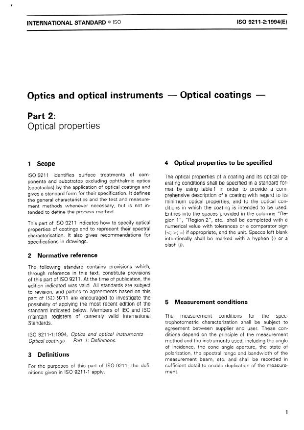 ISO 9211-2:1994 - Optics and optical instruments -- Optical coatings