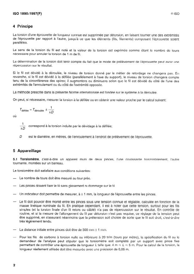 ISO 1890:1997 ISO 1890:1997 - Fils de renfort -- Détermination de la torsion - Page 4 preview