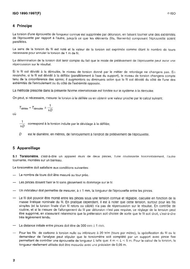 ISO 1890:1997 ISO 1890:1997 - Fils de renfort -- Détermination de la torsion - Page 4 preview