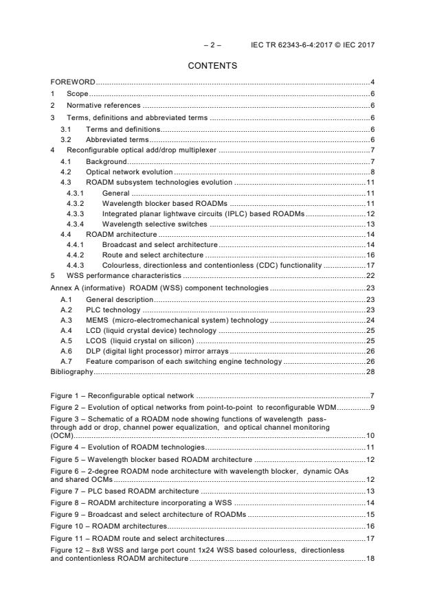 IEC TR 62343-6-4:2017 IEC TR 62343-6-4:2017 - Dynamic modules - Part 6-4: Design guides - Reconfigurable optical add/drop multiplexer - Page 4 preview