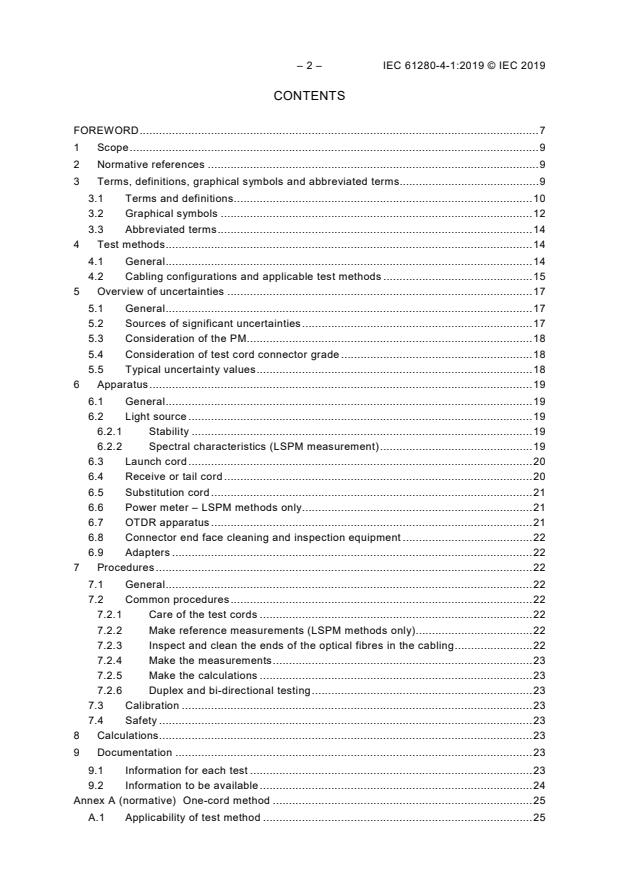 IEC 61280-4-1:2019 IEC 61280-4-1:2019 - Fibre-optic communication subsystem test procedures - Part 4-1: Installed cabling plant - Multimode attenuation measurement - Page 4 preview