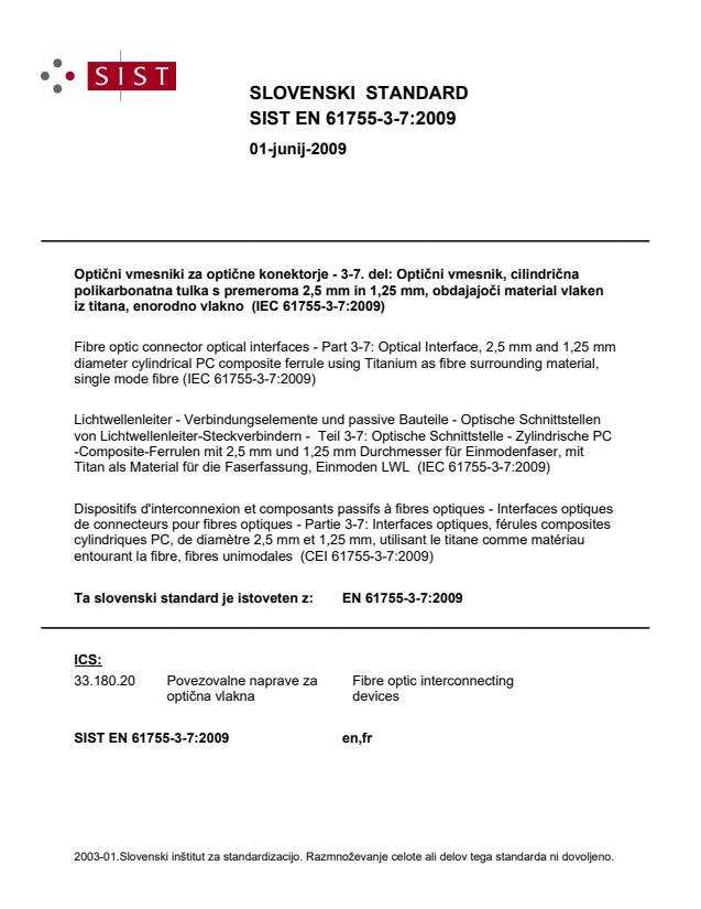 EN 61755-3-7:2009 EN 61755-3-7:2009 - Page 1 preview