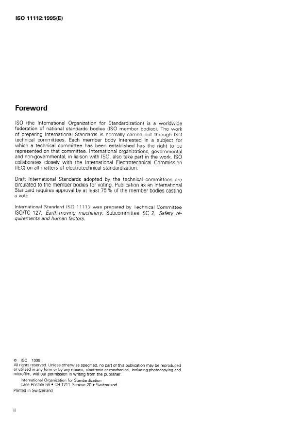 ISO 11112:1995 ISO 11112:1995 - Earth-moving machinery -- Operator's seat -- Dimensions and requirements - Page 2 preview
