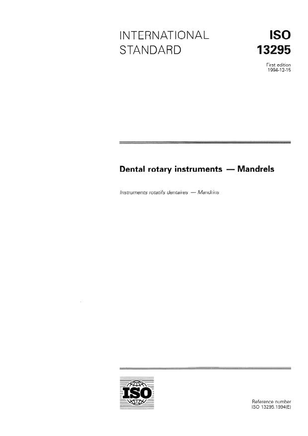 ISO 13295:1994 - Dental rotary instruments -- Mandrels