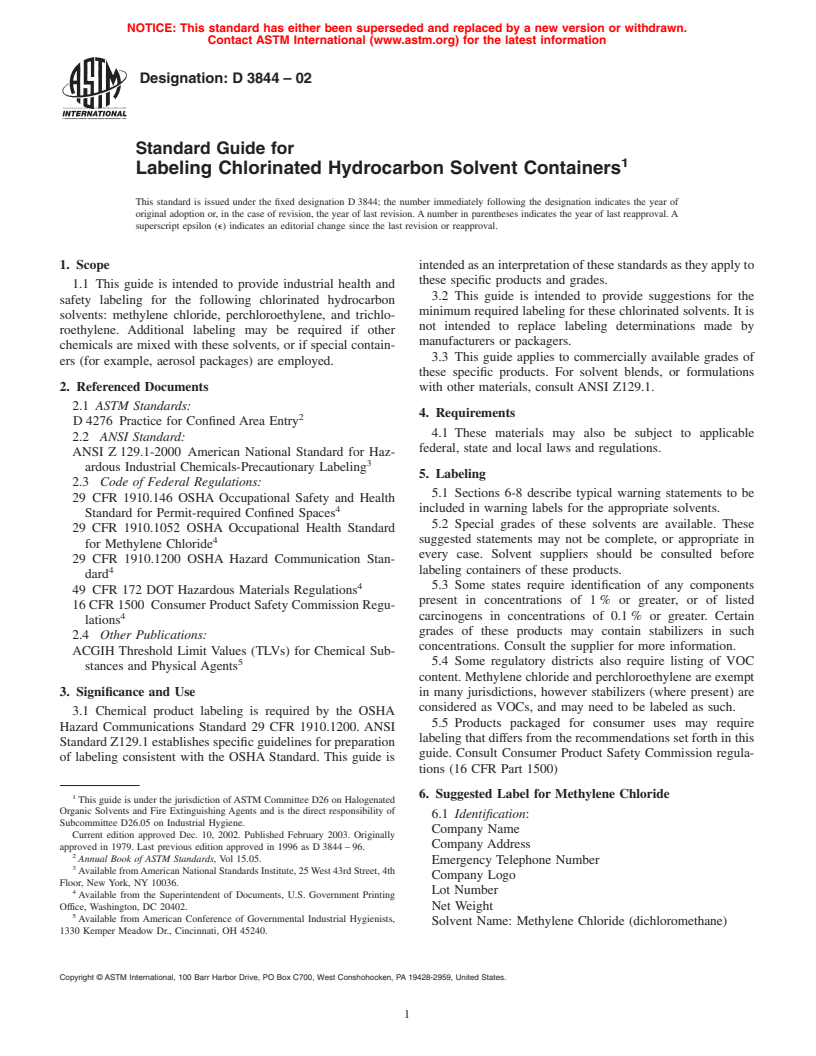 ASTM D3844-02 - Standard Guide for Labeling Halogenated Hydrocarbon Solvent Containers