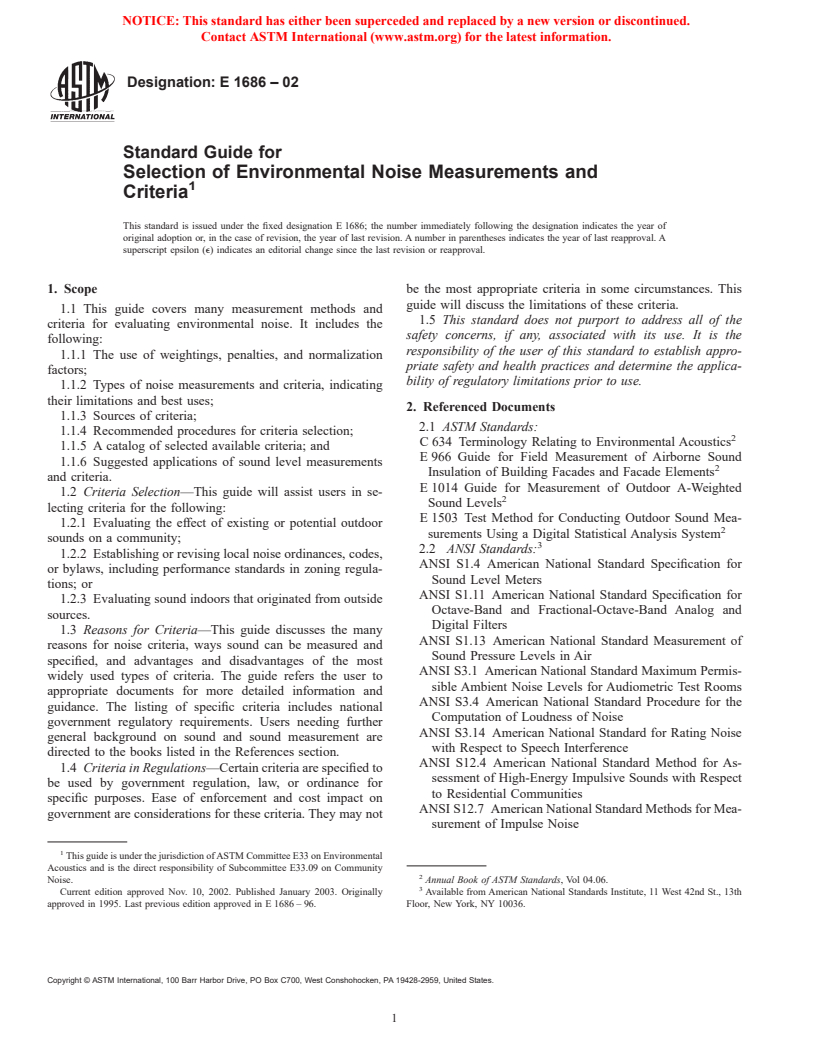 ASTM E1686-02 - Standard Guide for Selection of Environmental Noise Measurements and Criteria